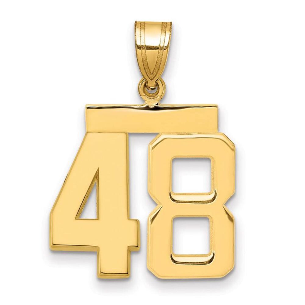 14k Yellow Gold, Athletic Collection Medium Polished Number 48 Pendant